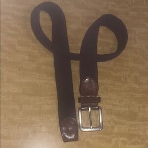 Trafalgar Dark Brown leather Deep Navy Braided Belt size 30-32